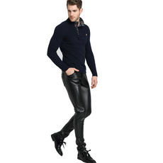 Кожаные брюки 春秋冬海宁皮裤男摩托车机车电动车保暖加绒加厚骑行皮裤男长裤潮