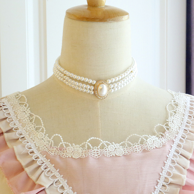taobao agent White chain for key bag , golden retro necklace, Lolita style