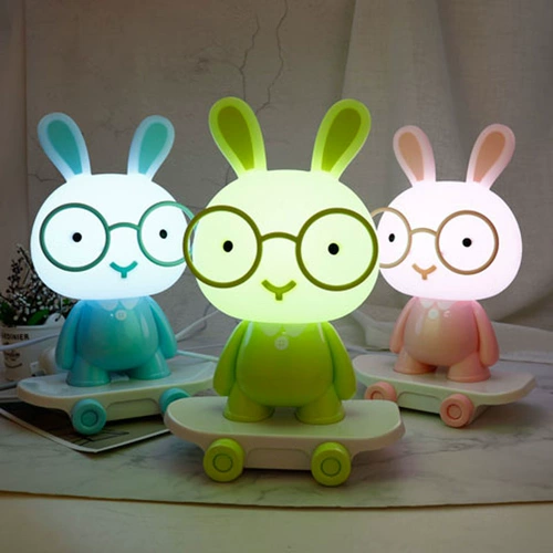 Мультяшное чтение, настольная лампа, светодиодный фонарь для кровати для школьников для рабочего стола для спальни для кормящих грудью, белый кролик, защита глаз