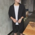 Fang Shao của nam giới Hàn Quốc phiên bản của mùa xuân và mùa hè nam dài phần mỏng áo gió lỏng bảy điểm tay áo màu đen rơi vai áo khoác thủy triều