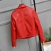 Chống mùa đặc biệt áo khoác da nữ 2018 mới đầu máy ve áo đẹp trai màu đỏ da nữ ngắn mỏng áo khoác áo da bò Quần áo da
