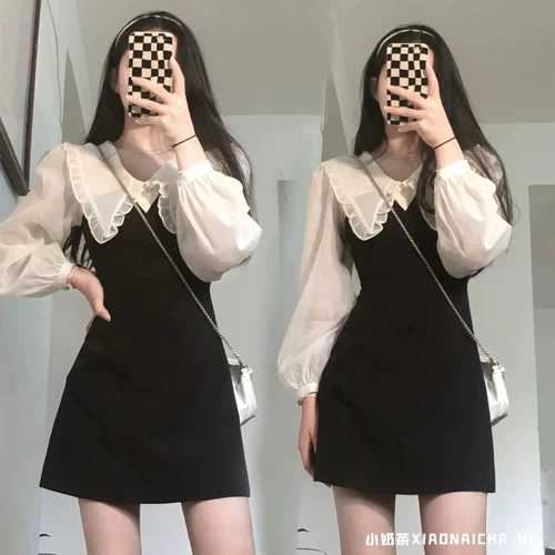 Осенний ретро приталенный корсет, черная кукла, платье, 2023, французский ретро стиль, подходит для подростков