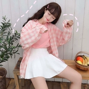 Áo sơ mi nữ mùa hè 2019 mới Nhật Bản áo khoác kẻ sọc retro nhỏ tươi chống nắng quần áo sơ mi hoang dã - Áo sơ mi