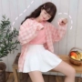 Áo sơ mi nữ mùa hè 2019 mới Nhật Bản áo khoác kẻ sọc retro nhỏ tươi chống nắng quần áo sơ mi hoang dã - Áo sơ mi áo sơ mi vải lụa