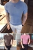 Mùa hè Nam Ngắn Tay Áo T-Shirt Hàn Quốc Phiên Bản Chặt Băng Lụa Vòng Cổ Áo Len Màu Rắn Trùm Đầu Tinh Thần Guy Áo Sơ Mi