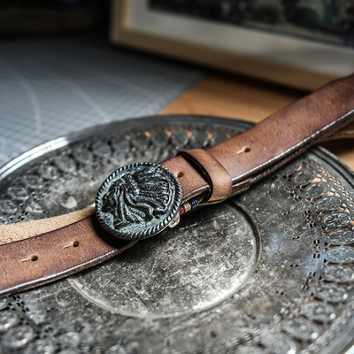 taobao agent Brass three dimensional copper men's leather retro trend belt, cowhide
