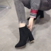 Mới của Hàn Quốc phiên bản cao gót Martin khởi động của phụ nữ khởi động ngắn khởi động của phụ nữ ống ngắn tie casual matte dày với giày của phụ nữ màu rắn hoang dã