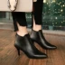 Châu âu và Hoa Kỳ 18 new stiletto cao gót khởi động trẻ em của khởi động màu đen với giày của phụ nữ chỉ Martin khởi động cao gót giày da mẫu bốt đẹp 2021 Giày ống