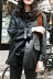 JHXC da nữ sinh viên mùa thu 2018 mới của Hàn Quốc phiên bản của lỏng màu đen pu jacket là mỏng xe máy quần áo áo khoác