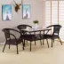 Wicker phân phân đồ nội thất đơn giản Zen ghế hình chữ nhật bàn ăn và ghế bàn ăn phong cách bàn máy tính - Bàn ghế ngoài trời / sân