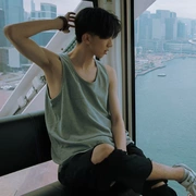 Hồng Kông phong cách giải trí lỏng lẻo 泫 雅 cặp đôi sinh viên sang trọng nam nữ không tay bf gió rắn màu thể thao vest mồ hôi vest - Lót