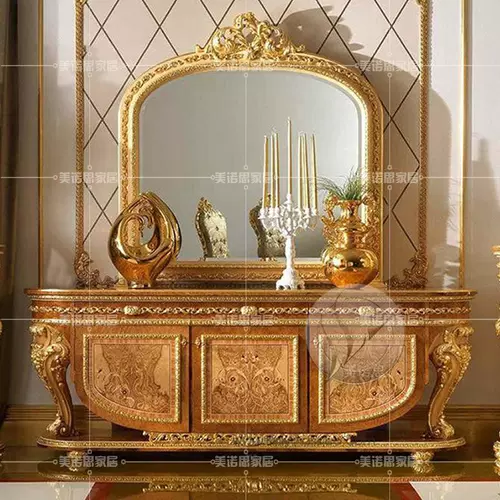 Итальянский корт мебель для еды в европейском стиле сплошной дерево резной золотой фольга, шкаф, вилла, роскошная крыльца шкафчик