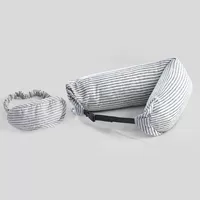 Серо -белый полосатый набор u --образная подушка+маска для глаз
