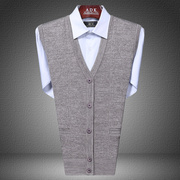 Mùa xuân và mùa thu người đàn ông trung niên của V-Cổ áo len vest cardigan cha ông vest vest ấm áo len