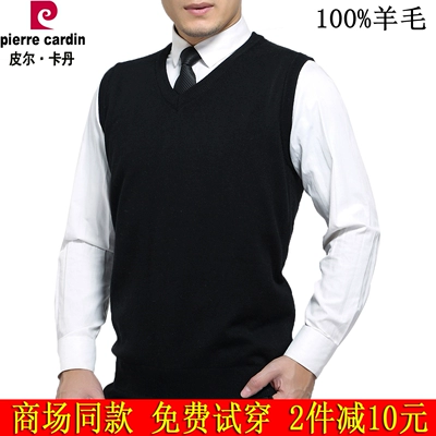 Len tinh khiết vest nam v- cổ vest đầu màu áo len áo gi lê kinh doanh áo len cộng với chất béo kích thước lớn cardigan nam  Dệt kim Vest