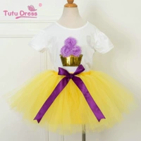 Детская хлопковая футболка, платье, комплект, юбка, наряд маленькой принцессы, юбка-пачка
