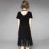 Mùa hè 2019 mới của phụ nữ mũ ngắn tay in ba chiều váy lưới Một chiếc váy chữ nhỏ váy đen - Váy eo cao Váy eo cao
