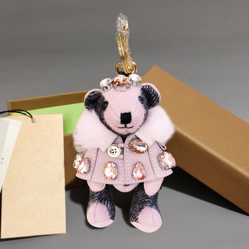 Pink Crystal WindbreakerBear Pendant Bear Bag Pendant Key buckle Hanging decoration originality automobile Key chain lovely personality teddy bear