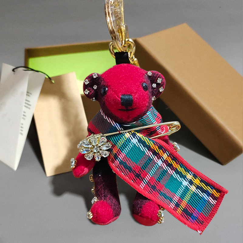 Pin Red ScarfBear Pendant Bear Bag Pendant Key buckle Hanging decoration originality automobile Key chain lovely personality teddy bear