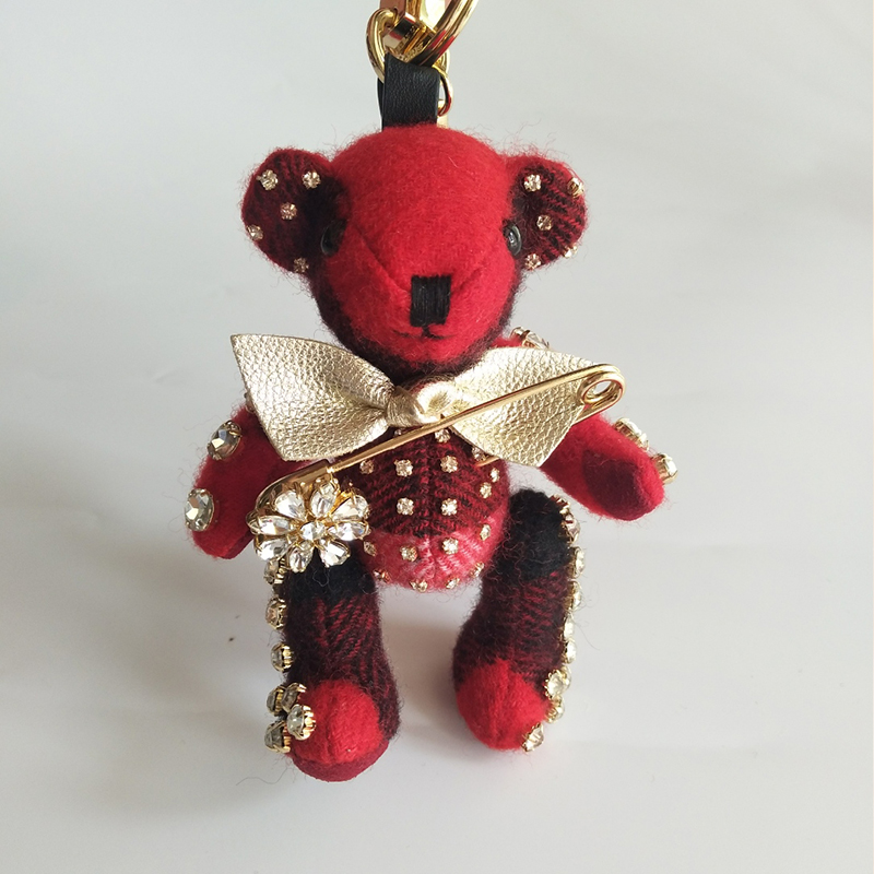 Red Pin BowBear Pendant Bear Bag Pendant Key buckle Hanging decoration originality automobile Key chain lovely personality teddy bear