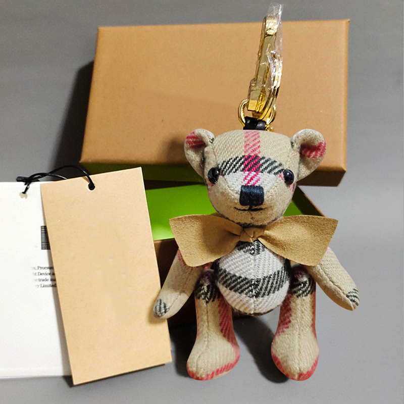 Plaid BowBear Pendant Bear Bag Pendant Key buckle Hanging decoration originality automobile Key chain lovely personality teddy bear