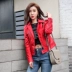 Hàn Quốc phiên bản ngắn pu da phụ nữ mùa xuân và mùa thu mặc mới mỏng giảm béo linh hoạt da xe gắn máy áo khoác nhỏ áo khoác nữ kích thước lớn áo bomber da lộn Quần áo da