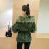Mùa đông phiên bản Hàn Quốc mới tự thắt lưng dày lên cổ áo lông lớn áo len lông màu rắn trùm đầu quần áo len nữ áo khoác len áo vest dạ nữ ngắn Accentuated eo áo