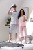 Gia đình Xiangxisi 2018 xuân hè đôi nam nữ dịch vụ cotton hai mảnh tại nhà mặc đồ ngủ đồ pijama nam Nam giới