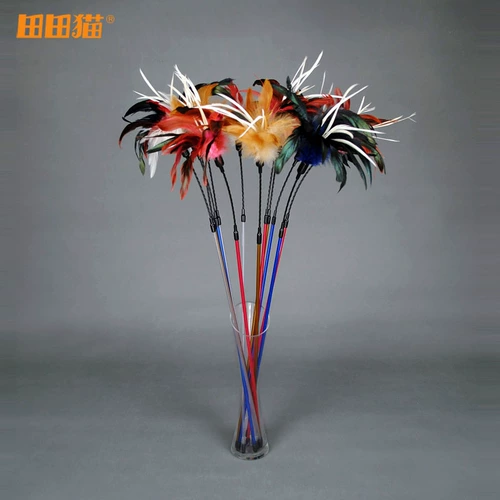 Pet Funny Cat Stick Tiantian Cat Goose Hair+индейка волосы Dragling Cat Stick Color Случайные игрушки для кошачьих палочек