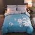 40 ngựa phiên bản AB in bông bông denim giường bông vải quilt dành một phiên bản lớn của bộ đồ giường hoa Mỹ - Bộ đồ giường bốn mảnh