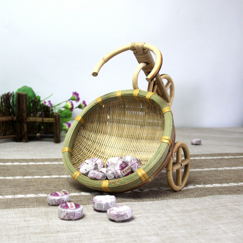 Handmade bamboo products creative decoration bamboo basket snacks meat tricycle small basket restaurant flower basket