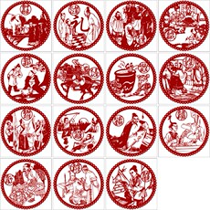 Резьба из бумаги 成语寓言故事15幅剪纸图案中国风手工刻纸人物图样刻画电子版素材