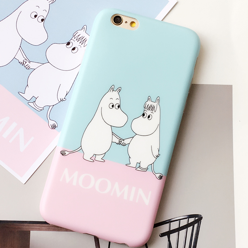 Cute Cartoon Moomin Couple Soft Case with Tempered Glass For iPhone 6 ...