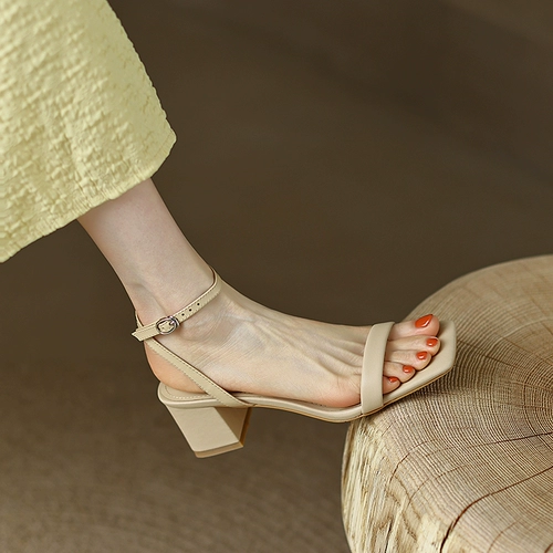 Сандалии, летняя высокая обувь, из натуральной кожи, французский ретро стиль, коллекция 2022