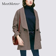 Áo blazer nữ MeetMetro 2019 xuân mới phong cách dài rộng buông lơi kẻ sọc mỏng phù hợp - Business Suit