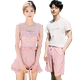 Cô gái kẻ sọc màu hồng cặp đôi áo tắm học sinh spa che bụng chia áo tắm nữ võ sĩ bảo thủ Hàn Quốc ins - Vài đồ bơi