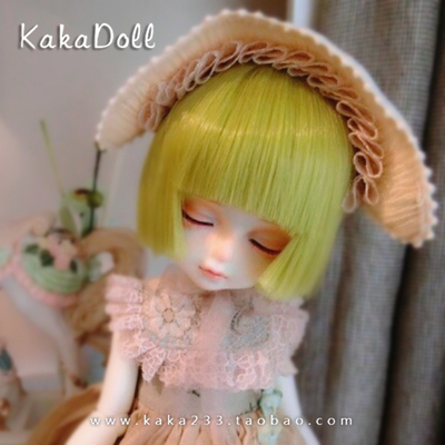taobao agent Tea Kaka hand | Two -dimensional bangs short hair wig lemon green BJD/DD doll 346 points