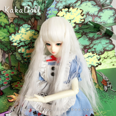 taobao agent Special] thick bangs bubble noodle curly long wig white BJD/AZ/OB/Keer/Barbie doll