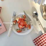 Брендовый белый ретро комплект, посуда из нержавеющей стали, ложка, 3 предмета, простой и элегантный дизайн