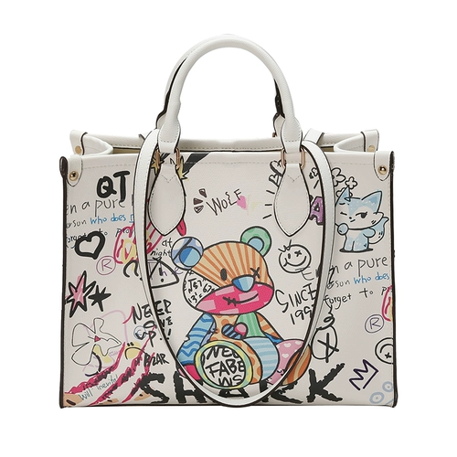 Вместительная и большая модная сумка через плечо, сумка на одно плечо, Гонконг, с медвежатами, коллекция 2023