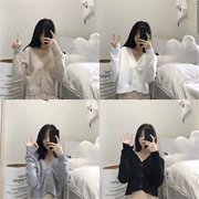 Áo len cổ lọ mới mùa thu 2018 Hàn Quốc chic ngắn tay dài áo len nữ rộng rãi