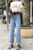 Dora Chaoren Hội Trường Hồng Kông hương vị retro chic cao eo cong jeans phụ nữ hoang dã lỏng rộng quần chân quần thủy triều