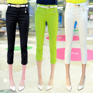 Cắt quần nữ mùa hè phần mỏng là bàn chân mỏng quần bút chì mùa hè ống túm Slim quần âu quần đen