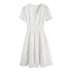 Mùa hè 2020 phiên bản Hàn Quốc ngắn tay trắng cổ chữ V dài giữa váy mới nữ ngọt ngào bong bóng cao eo thêu váy a-line - A-Line Váy
