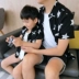 Chen Chen gia đình cha mẹ và con áo sơ mi 18 mùa hè mới gia đình ba trẻ em kỳ nghỉ ngôi sao gió áo sơ mi áo form rộng mẹ và bé trai Trang phục dành cho cha mẹ và con