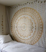 Ấn Độ Mandala Gió Tường Trang trí Tấm thảm Bohemian Polyester Shading Xám Vải Vải Rèm
