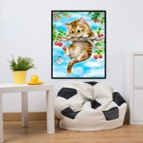 Симпатичная животная бриллиантовая живопись 2022 Новый вишневый кот 5D паста бриллиант -кросс -стежк детская комната спальня Простой бриллиант