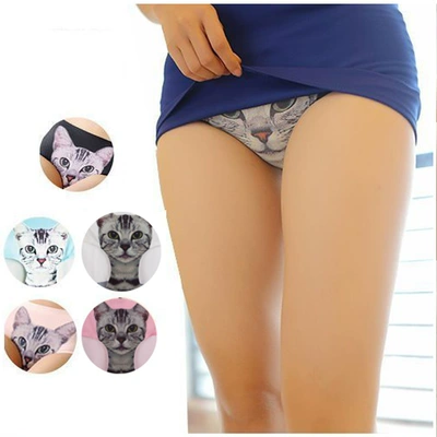 【撩汉出品】猫星人仿走光内裤 无痕三角 猫咪内裤无痕冰丝 自拍-淘宝网