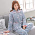 Pyjama mùa đông ba lớp dày flannel pyjama mùa thu và mùa đông ấm áp lông cừu san hô áo khoác quilted áo khoác dịch vụ nhà bộ thu đông đẹp cho nữ Pyjama