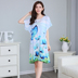 Mùa hè mới của Hàn Quốc phụ nữ lỏng lẻo nightdress nữ cotton lụa mỏng đồ ngủ phần dài ngắn tay quần áo nhà mẹ ăn mặc Đêm đầm